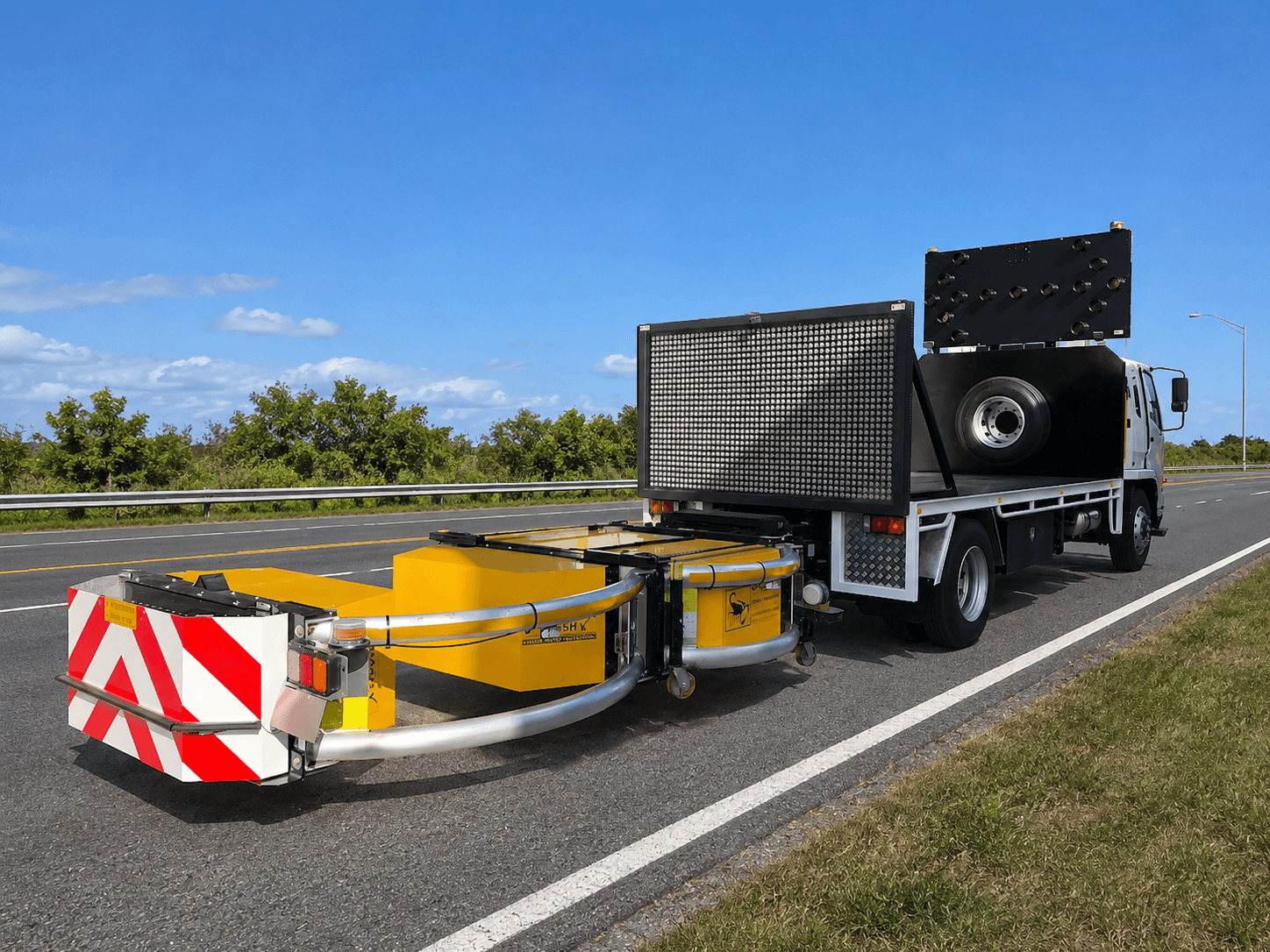 Roadlink Group equipment hire truck mounted attenuator for NSW traffic control works
