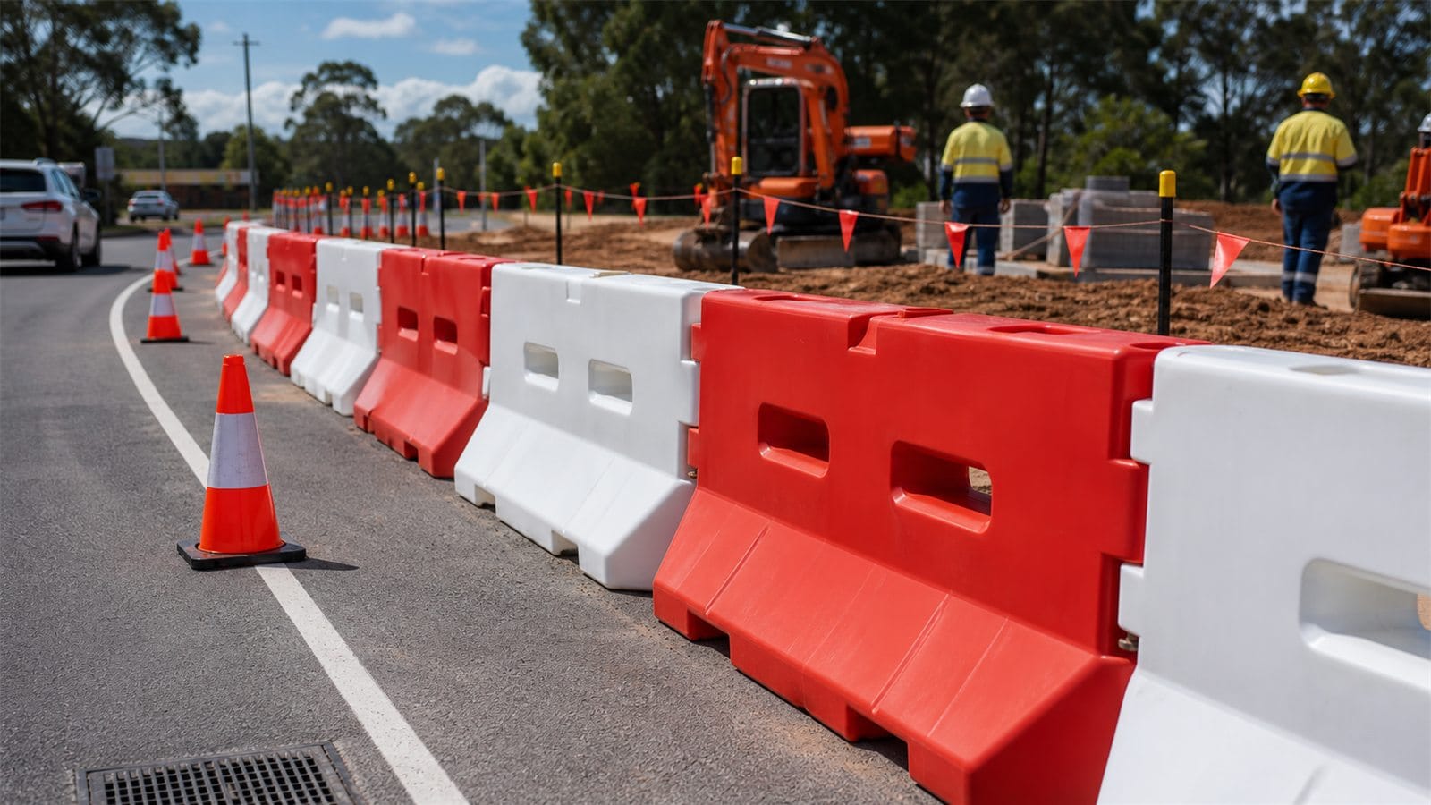 Roadlink Group equipment hire water filled safety barriers for NSW worksites