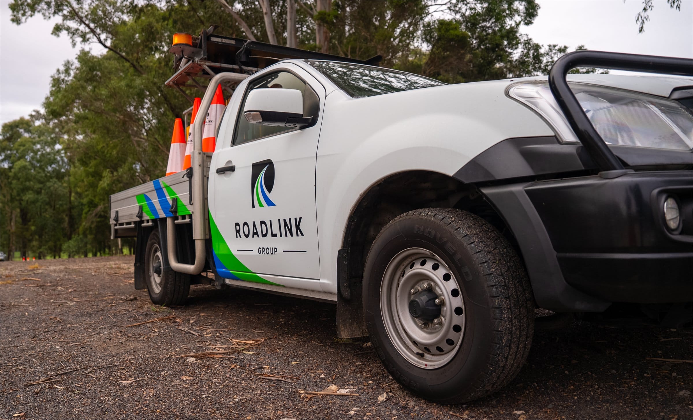 Roadlink Group traffic control vehicle supporting a NSW worksite