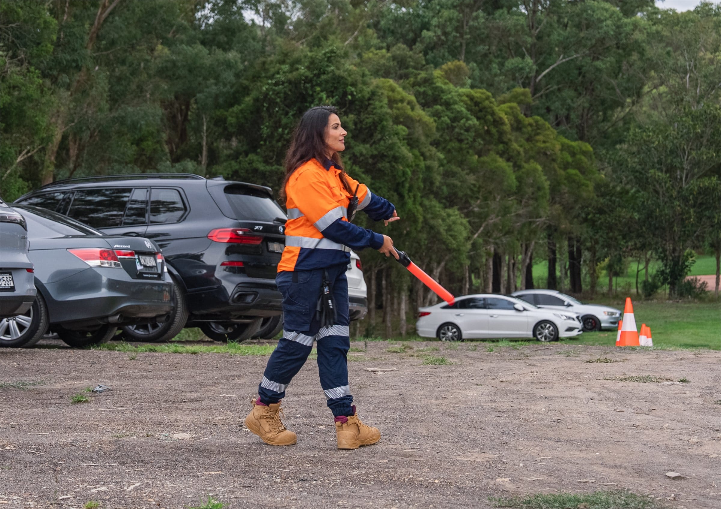 Roadlink Group traffic controller managing vehicle movement safely on site