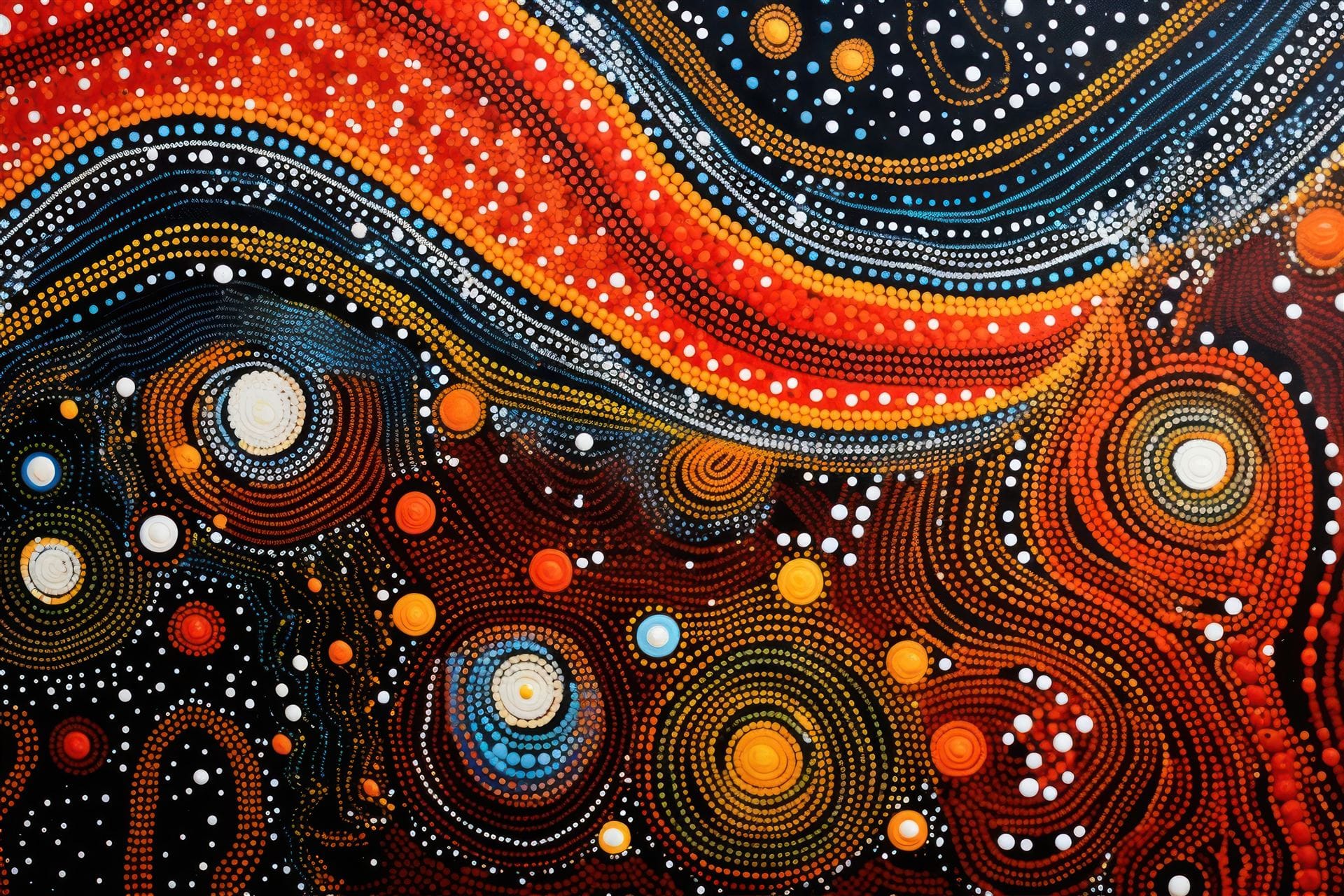 Orange, black and white Aboriginal artwork supplied by Roadlink Group