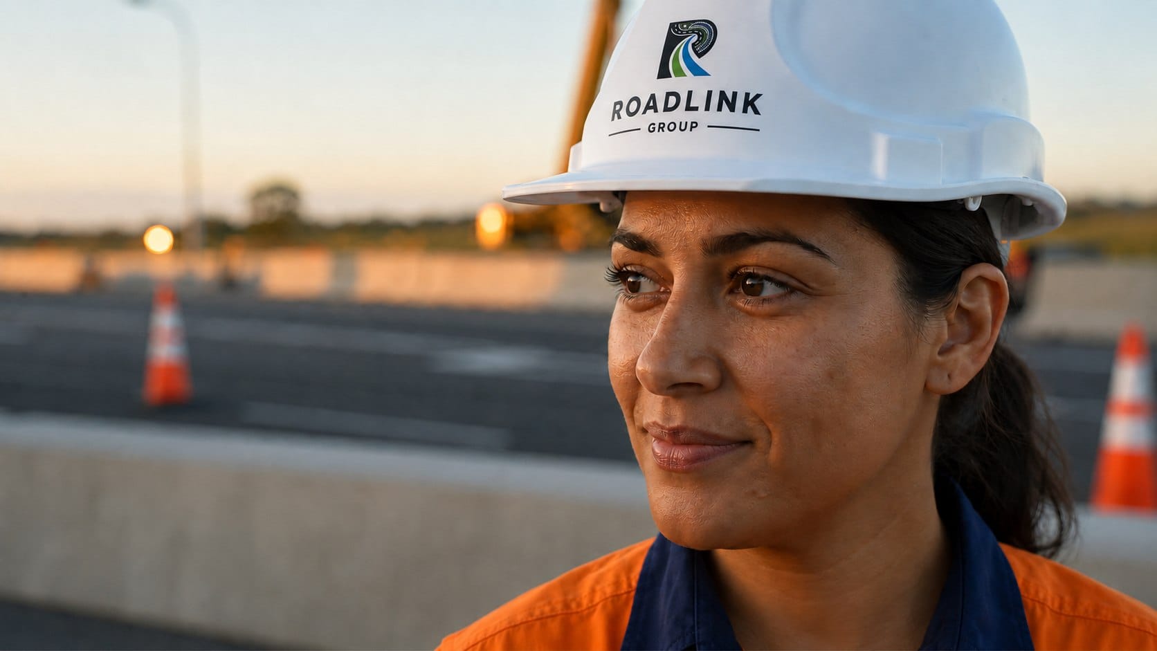 Roadlink Group team member wearing branded safety equipment on a worksite